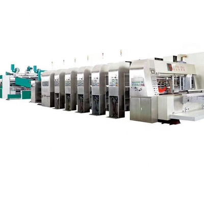 नालीदार बक्से के लिए इनलाइन फ्लेक्सो स्वचालित कार्टन बॉक्स विनिर्माण संयंत्र